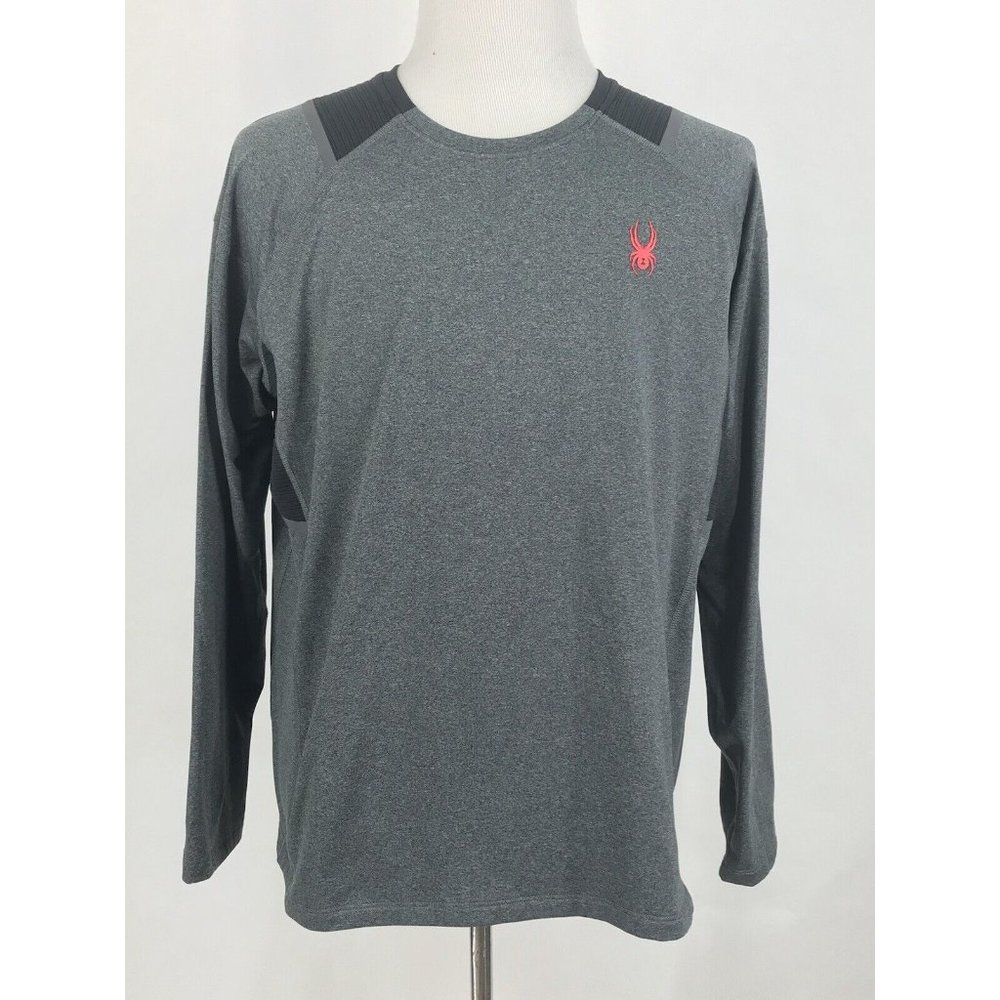 Spyder Shirt Mens large Active Proweb Microfleece Black Gray Compression